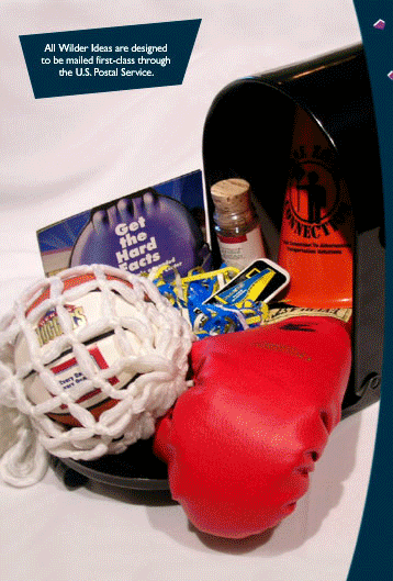 image of a direct mail bottle -- Bottle Mailing is just one of the cornerstones of the Wilder Ideas. The concept was developed and approved for mailing by the U.S. Postal Service in 1986. It quickly became a sensation for brides and beachfront hotels and realtors.